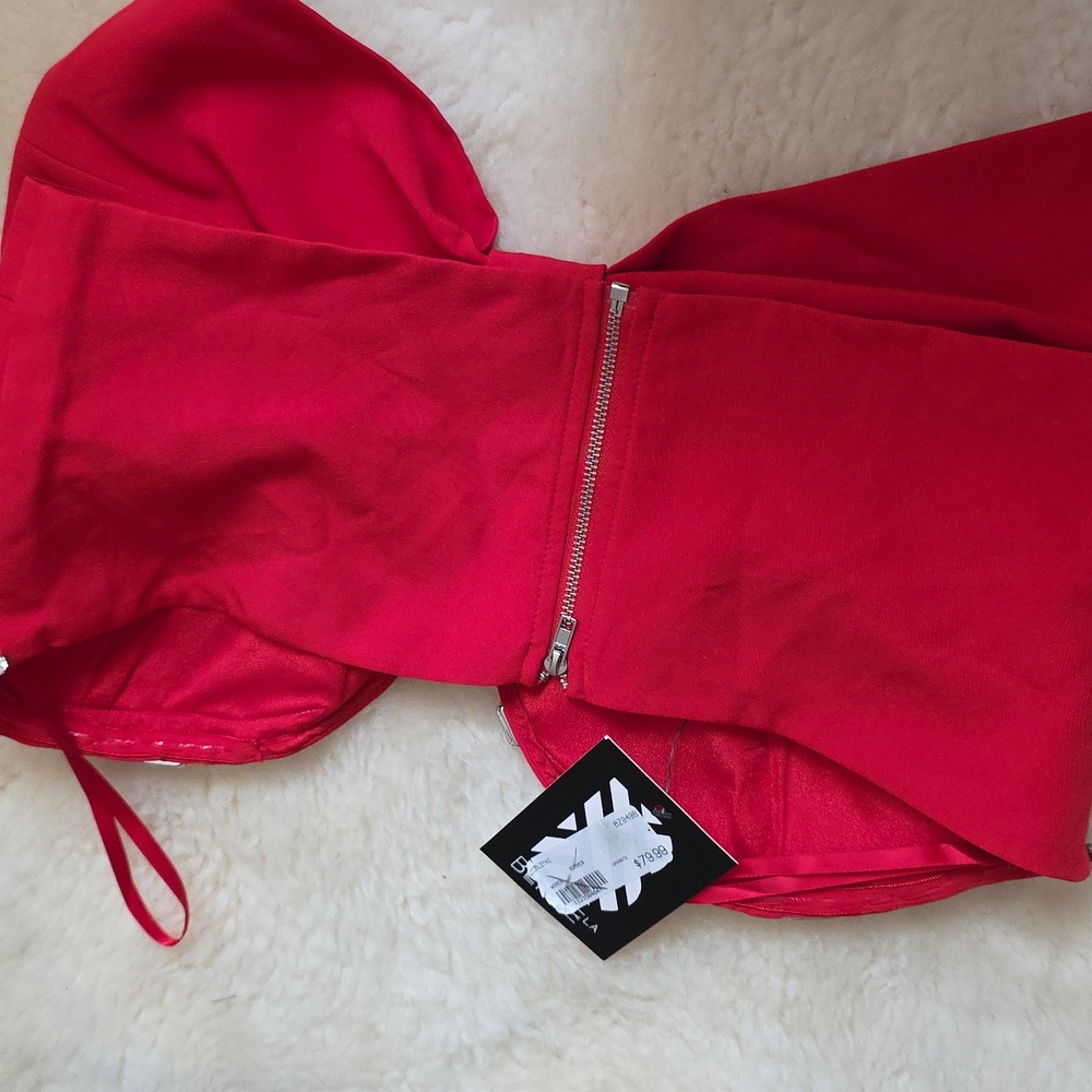 Blithe LA Red Strapless Top with Rhinestone Detail - Picture 5 of 9